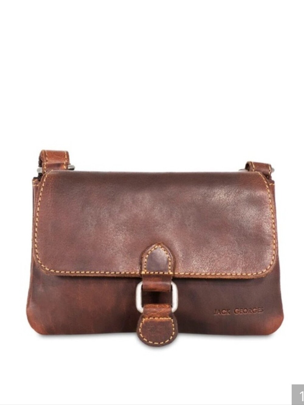JACK GEORGES Voyager  Brown Leather Crossbody Mini  Bag